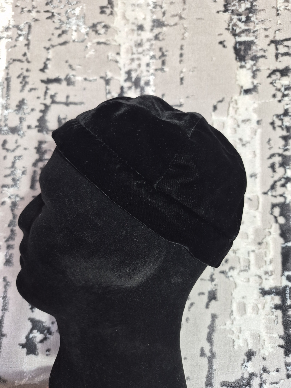 PRADA black velvet DOCKET CAP HAT Kippah MADE.IN ITALY-MILANO designer luxury